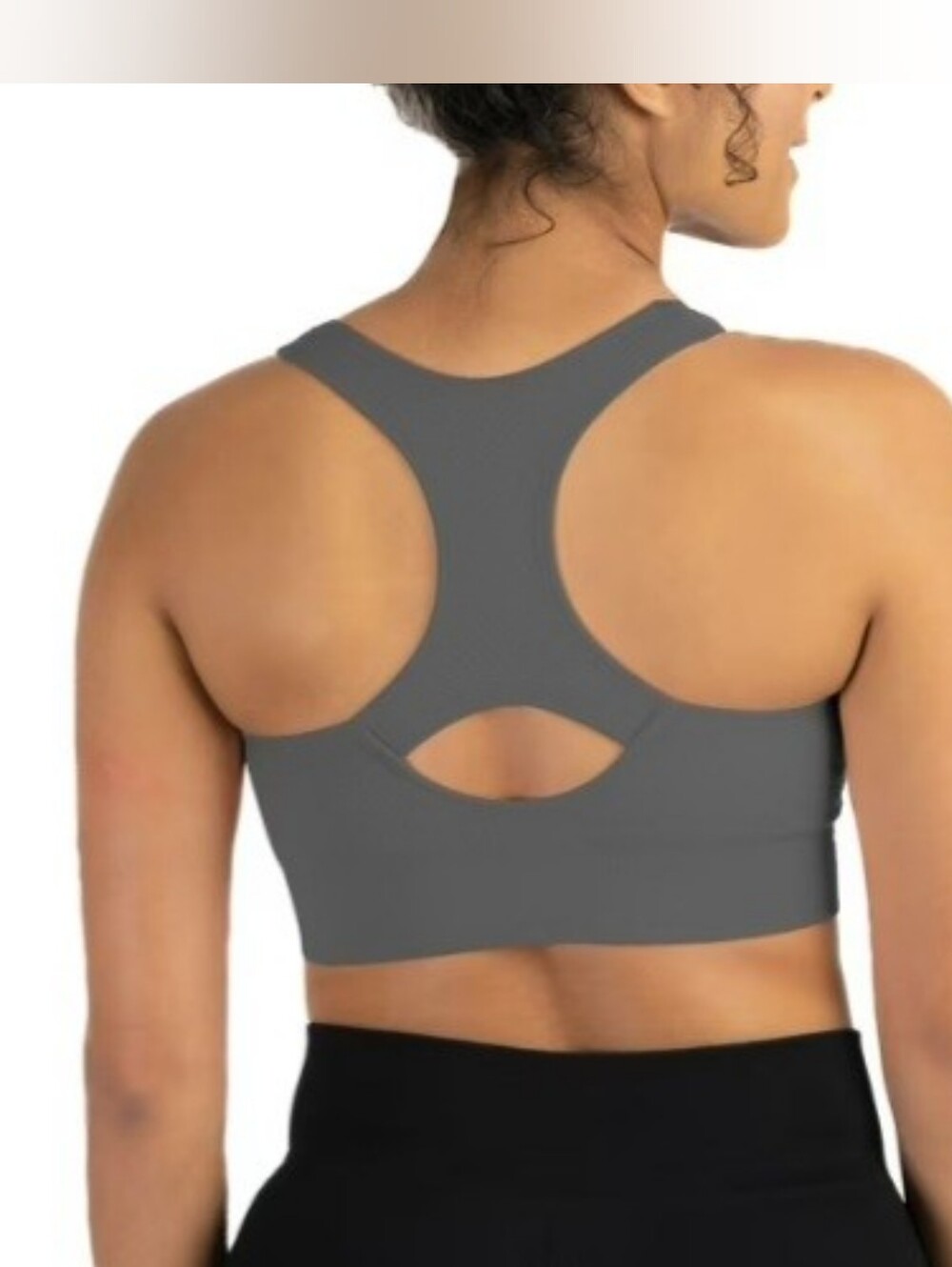 Members Mark Racerback Sports Bra In Grey - Picture 2 of 3